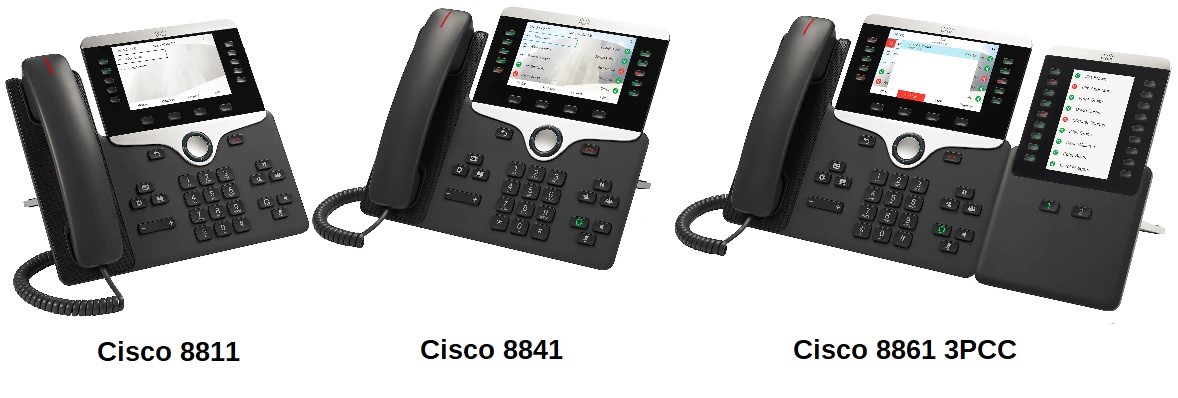 This is a photo of Cisco 8800 series desk phones